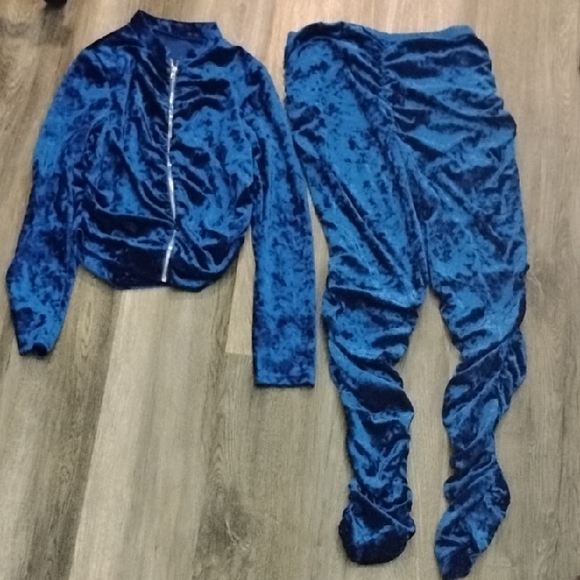 Blue Velvet Two-Piece Set - Picture 1 of 6